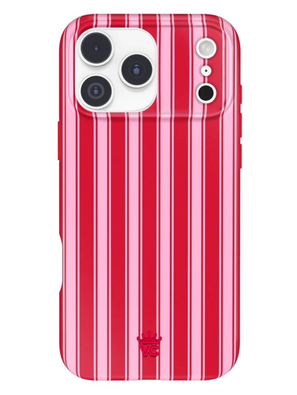 iPhone 17 Pro - Red & Pink Striped Protective Phone Case